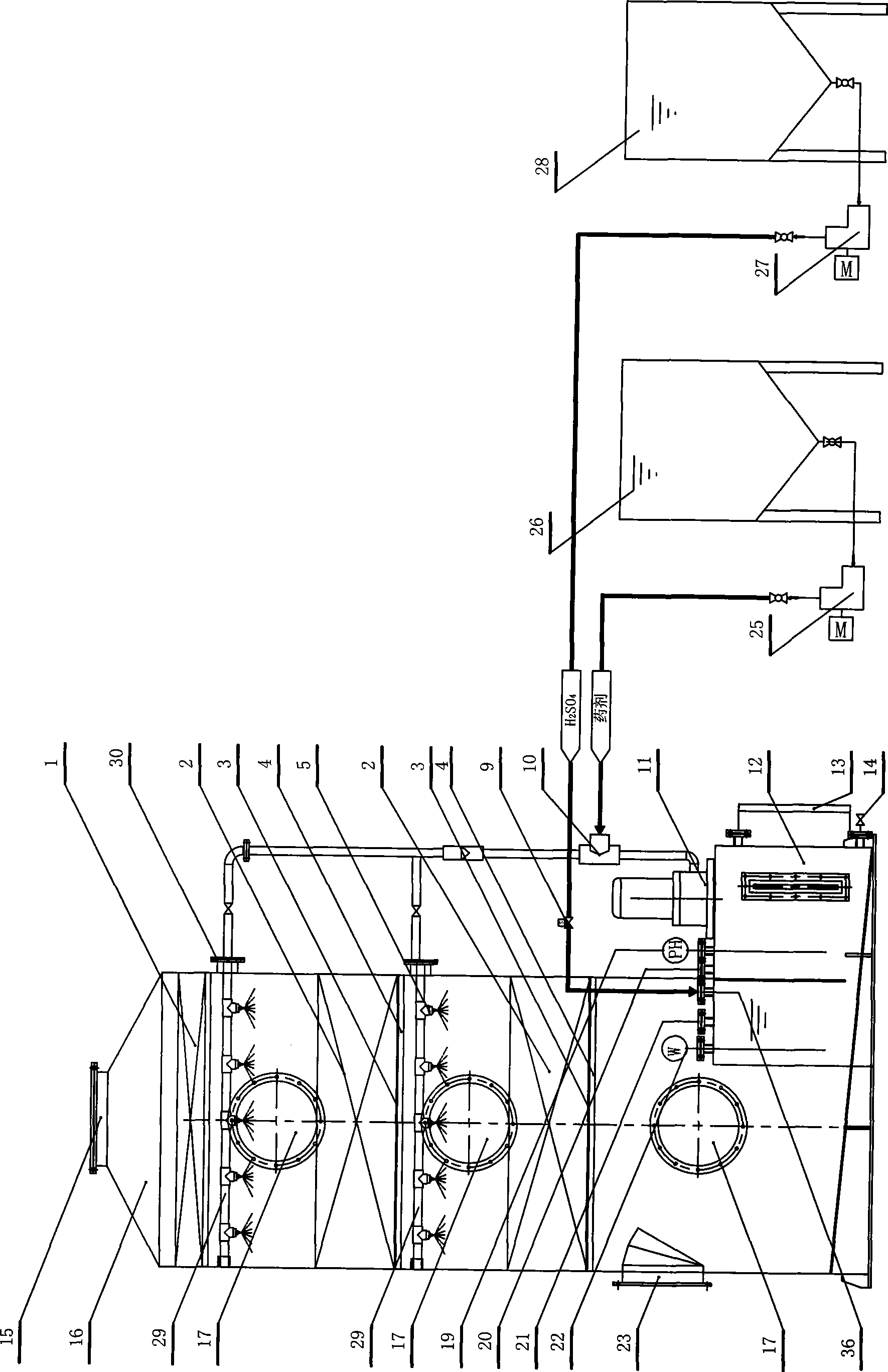 Method and device for processing malodorous gas by active bamboo charcoal-H2O2 complex phase catalytic oxidation