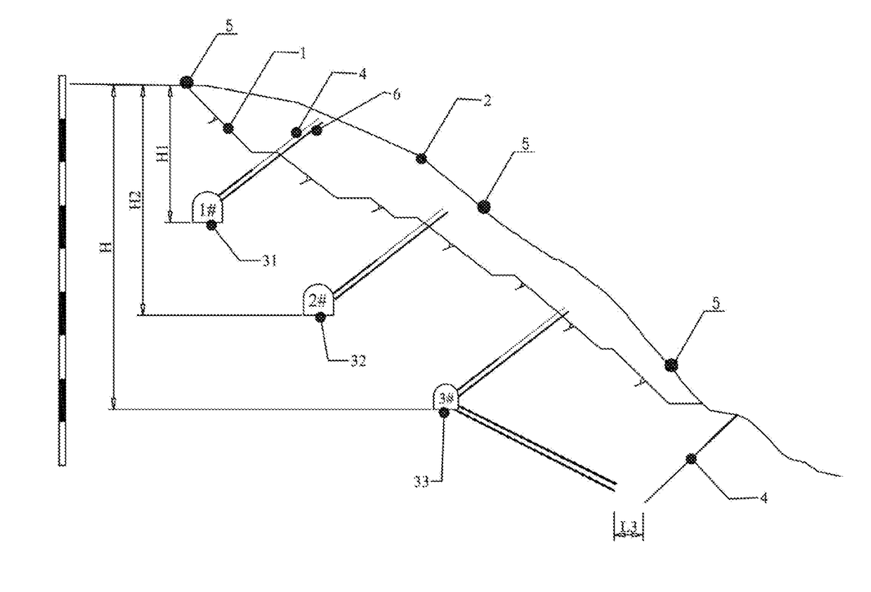 Yieldable construction method for early releasing surrounding rock deformation on weak counter-inclined slope