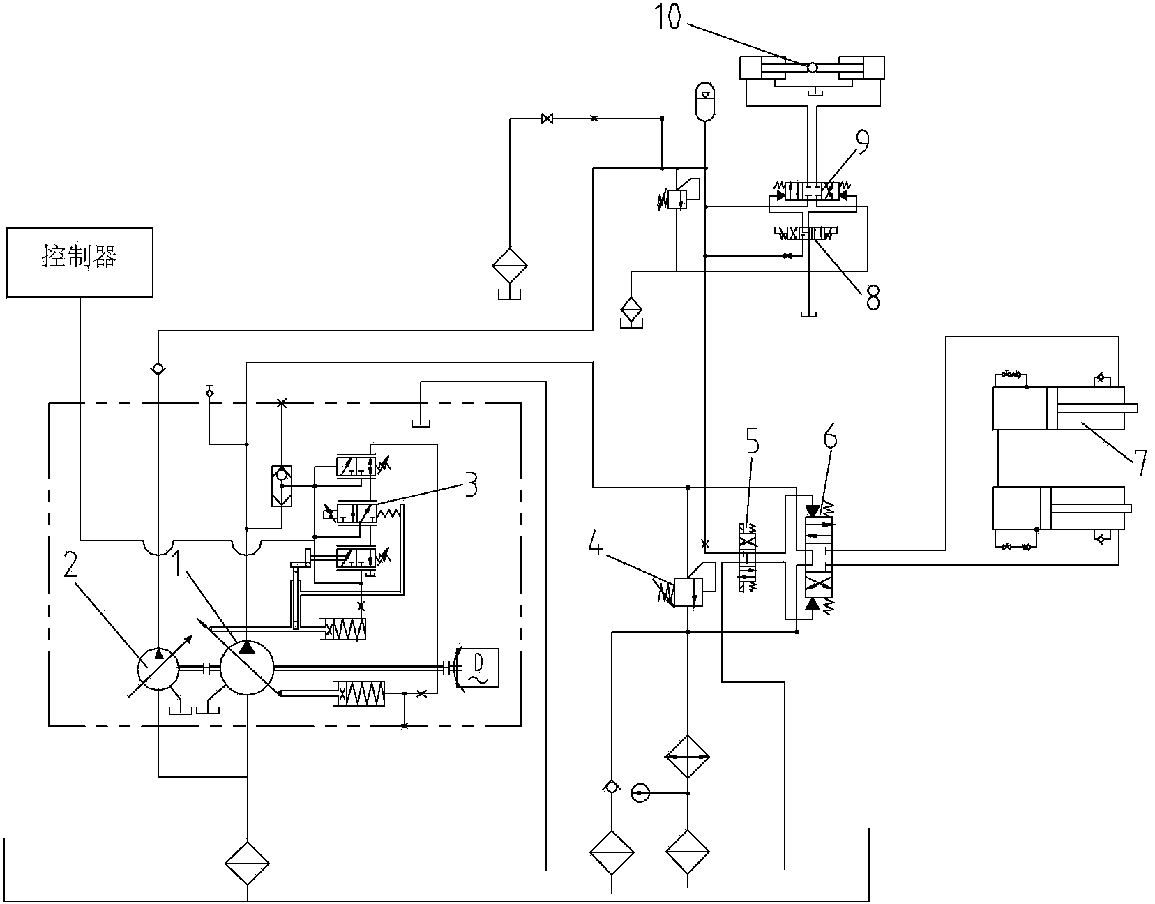 Temperature control device and control method for pumping hydraulic system and engineering machinery