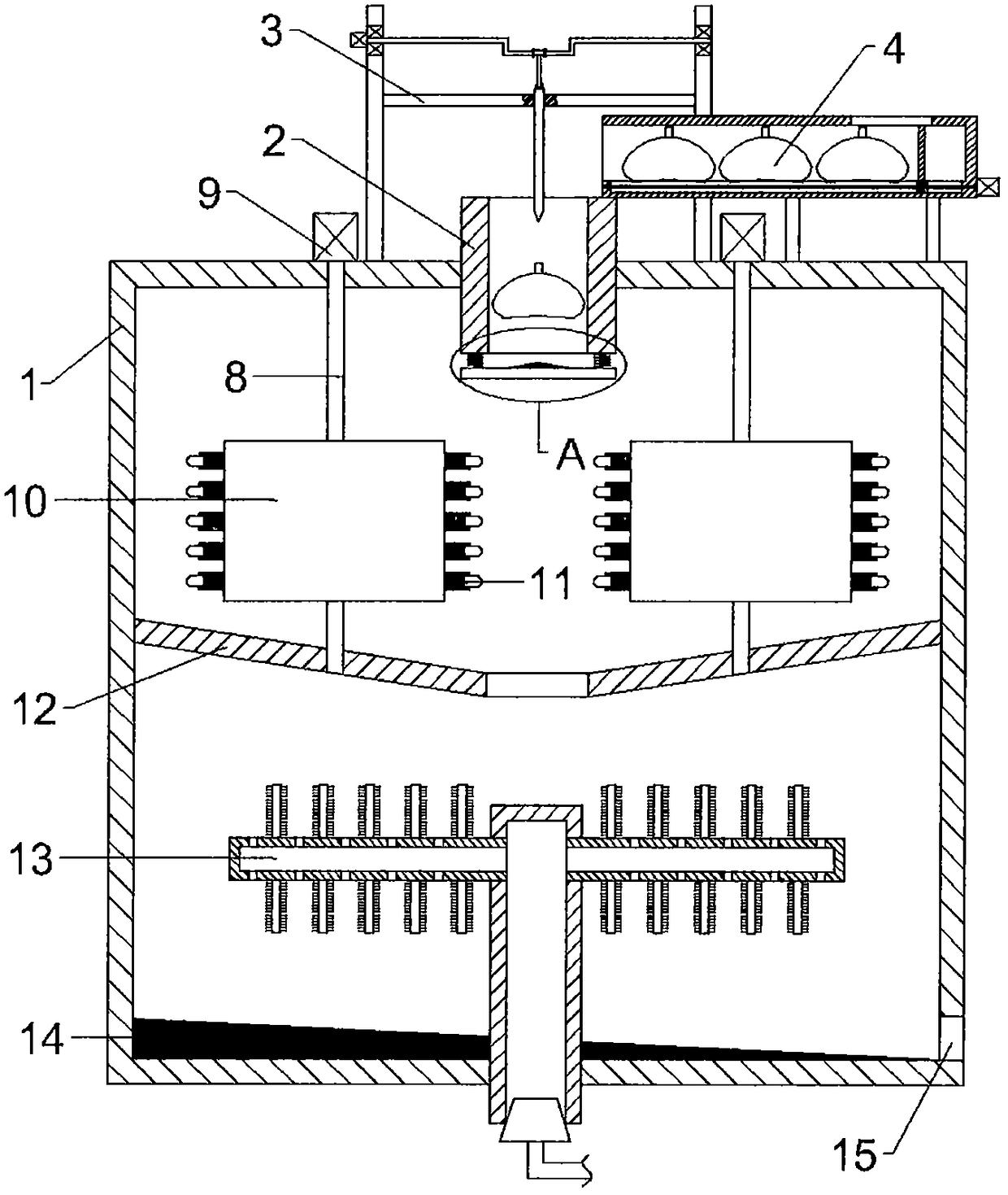 Garlic clove separating and peeling integrated processing device