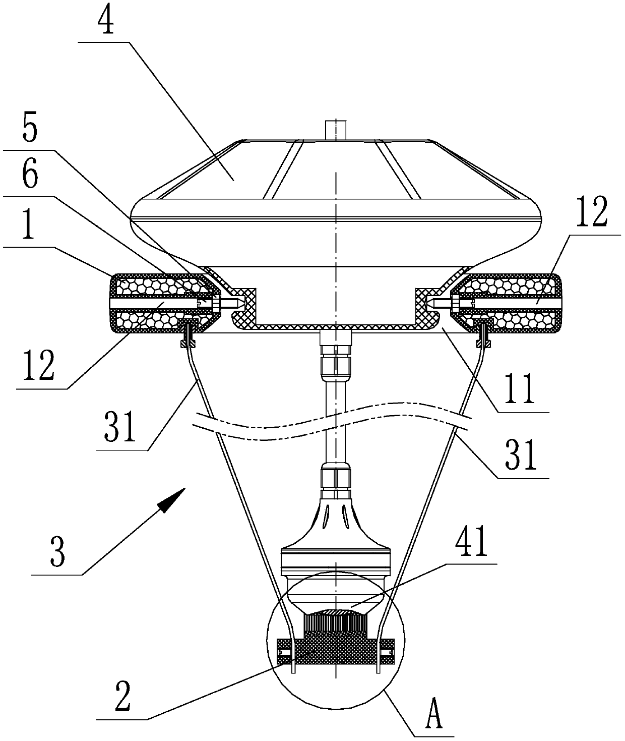 Automatic cleaning device for underwater measuring head of sensor