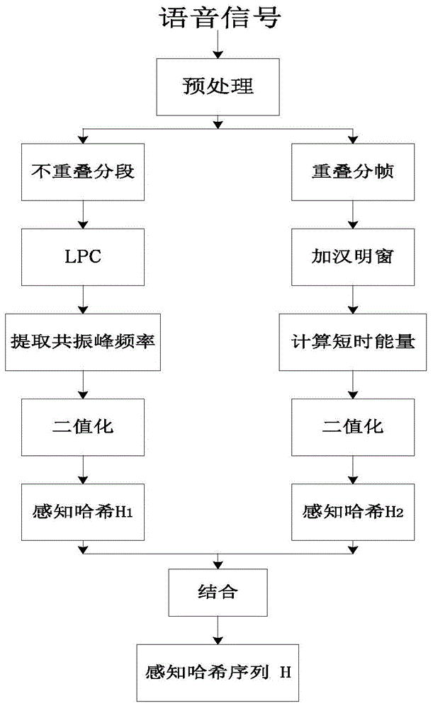 Digital speech perception hash method based on formant frequency