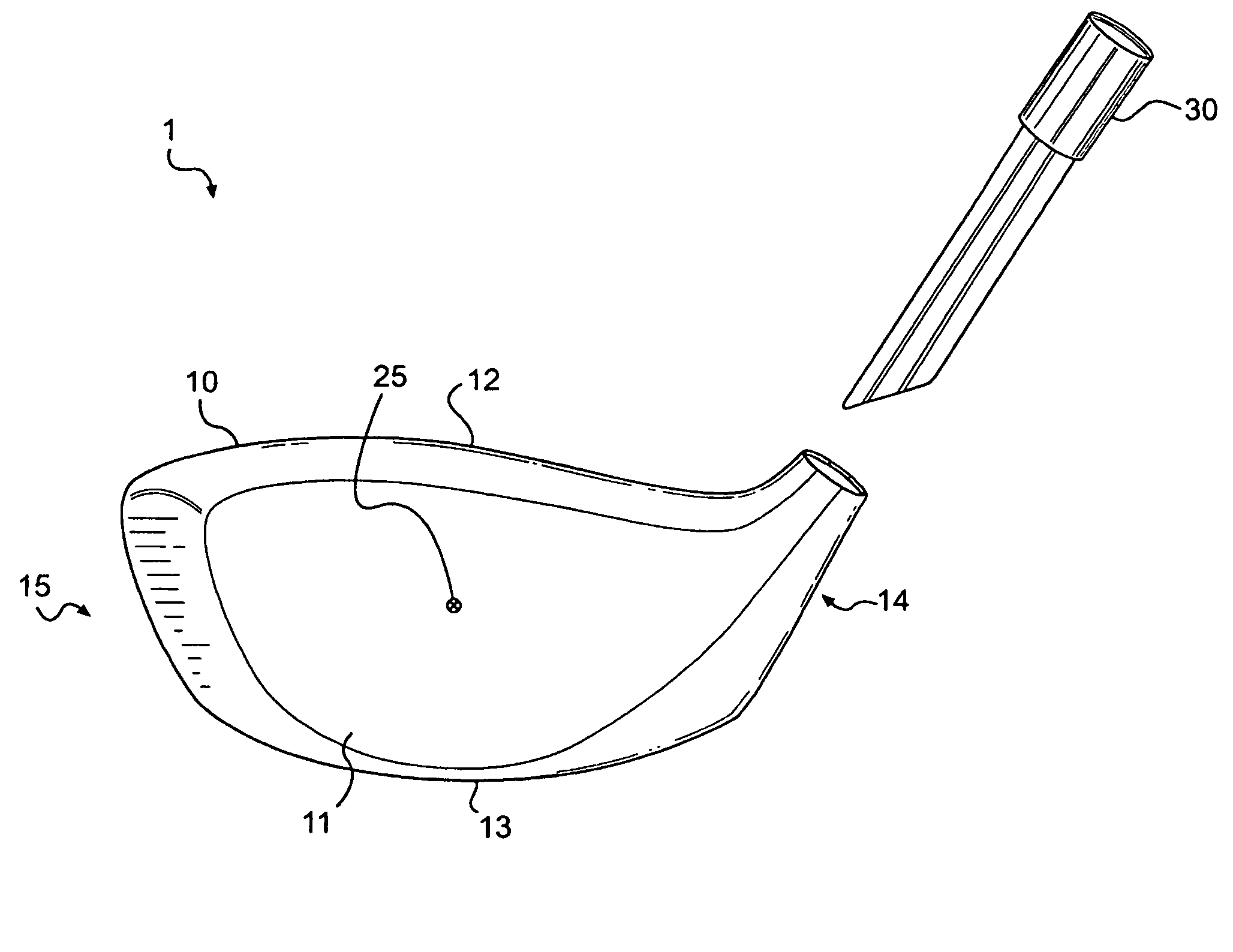 Golf club head with a low density bore-through hosel