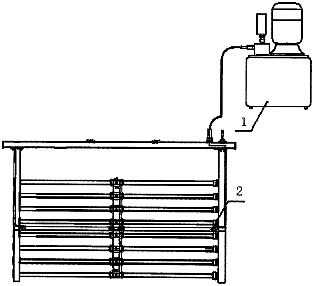 Ultraviolet disinfection module bent frame for hydraulic-drive on-line mechanical and chemical cleaning device