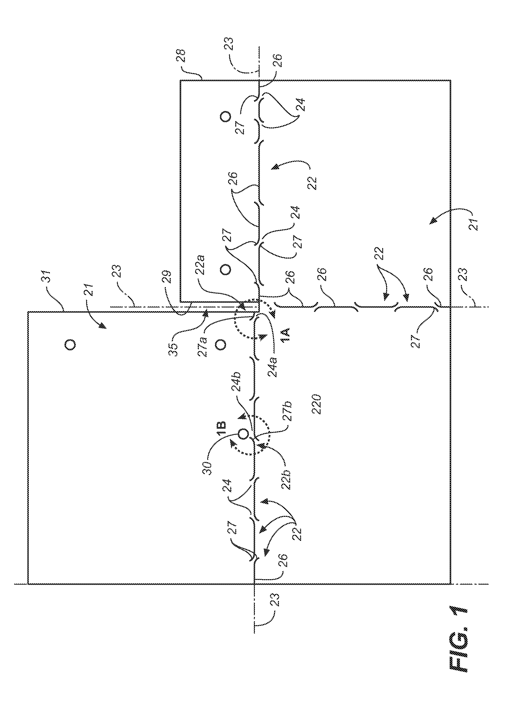 Process of forming bend-controlling structures in a sheet of material, the resulting sheet and die sets therefor