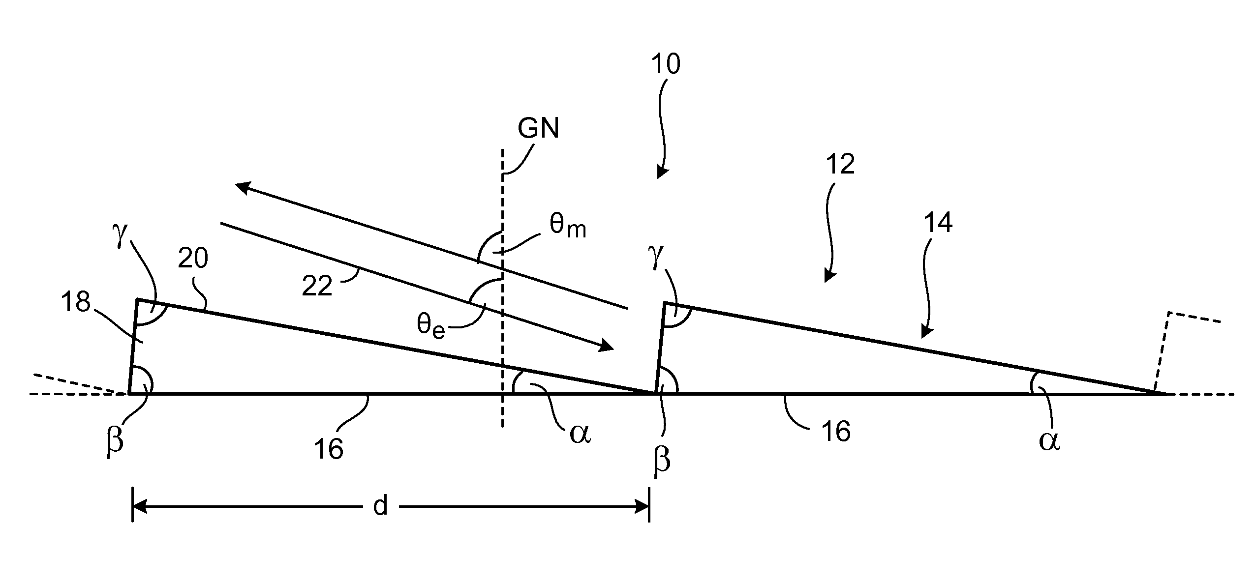 Optical arrangement, method of use, and method for determining a diffraction grating