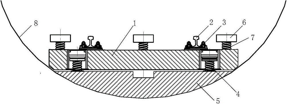 Urban rail transit shock absorption type floating slab rail system