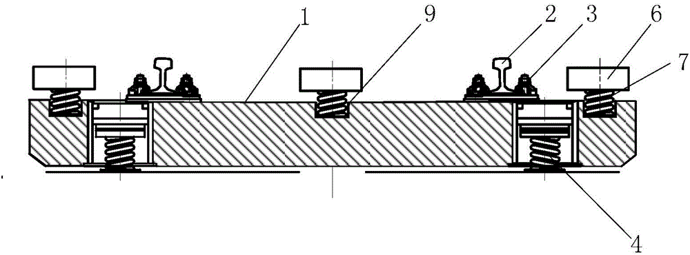 Urban rail transit shock absorption type floating slab rail system