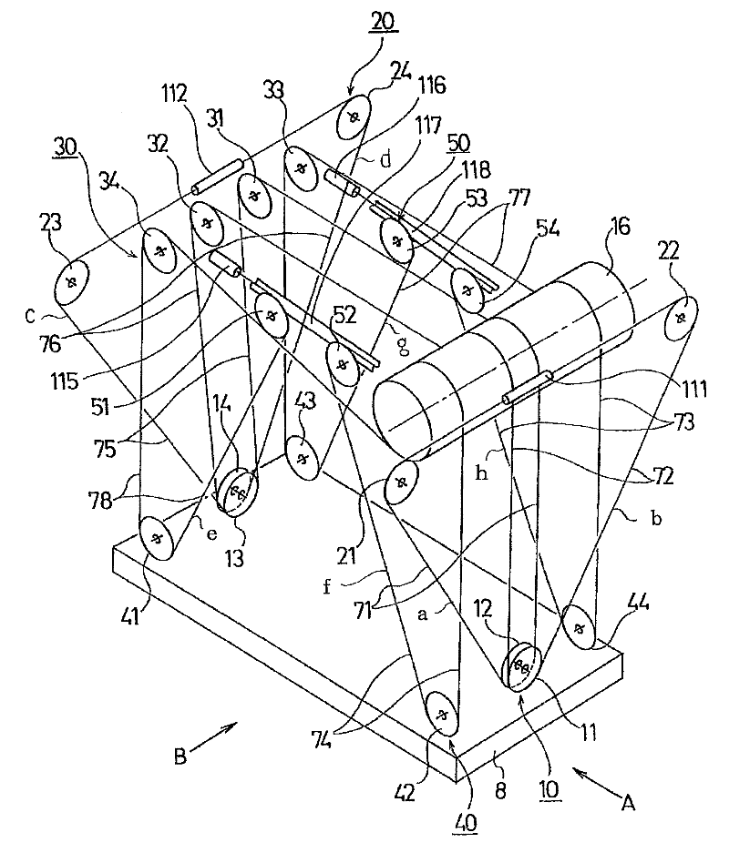 Rope reeving structure for crane