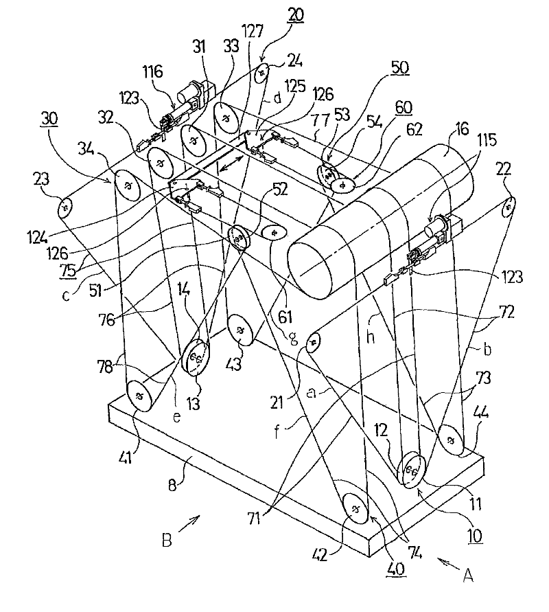 Rope reeving structure for crane