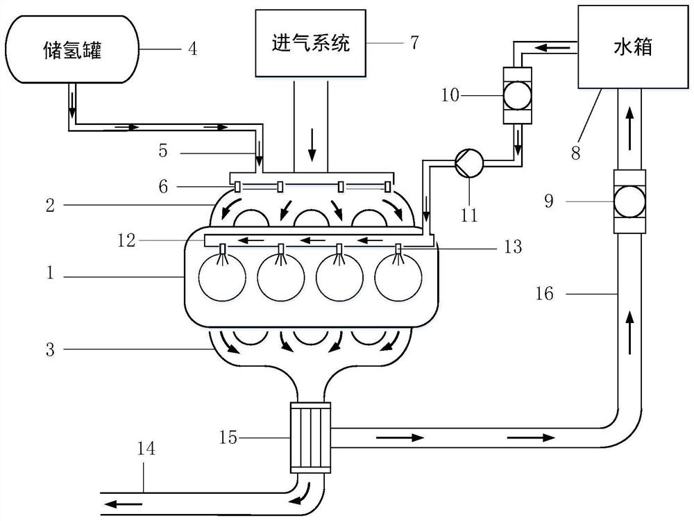 Hydrogen internal combustion engine capable of spraying water in water circulation cylinder and automobile