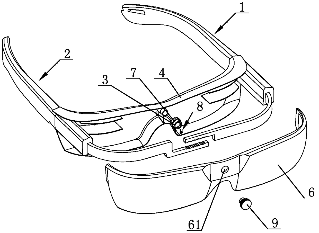 Leg-distance-adjustable glasses