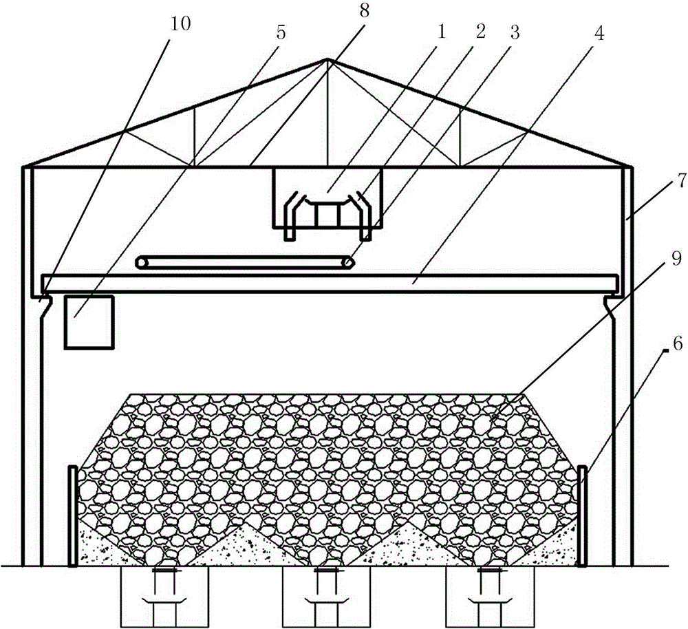 Electric dual-girder-bridge type stacking device and stacking method thereof