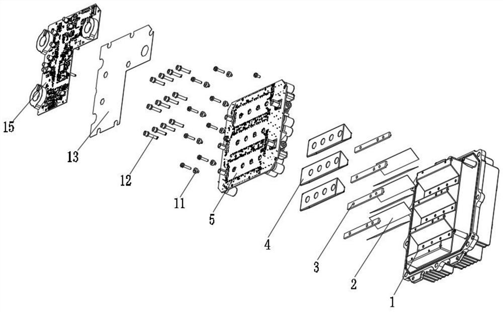 New energy automobile controller integration device based on V-shaped groove heat dissipation