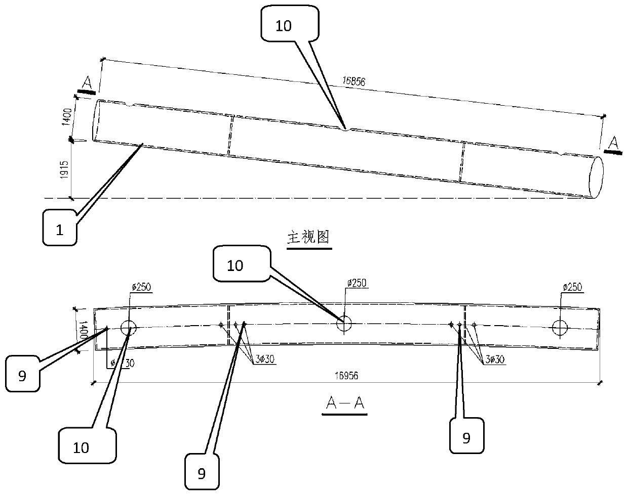 A steel and concrete composite space triangular ring truss structure and its construction method