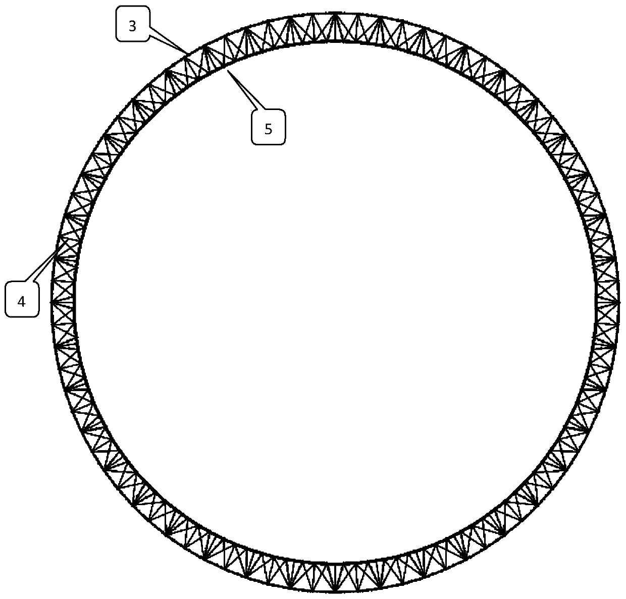 A steel and concrete composite space triangular ring truss structure and its construction method