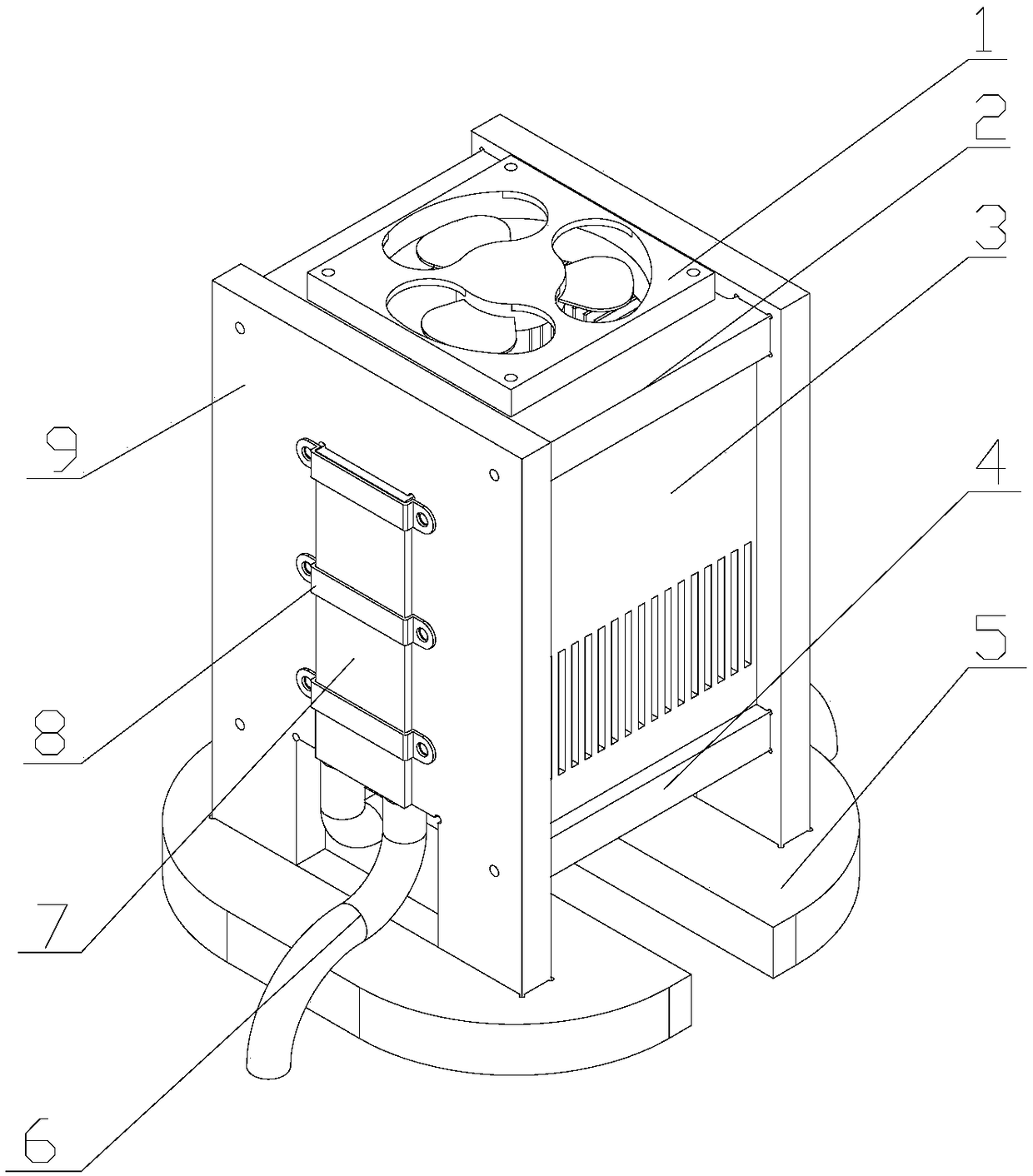Condensation dehumidification device for control cabinet cooled by water cooling