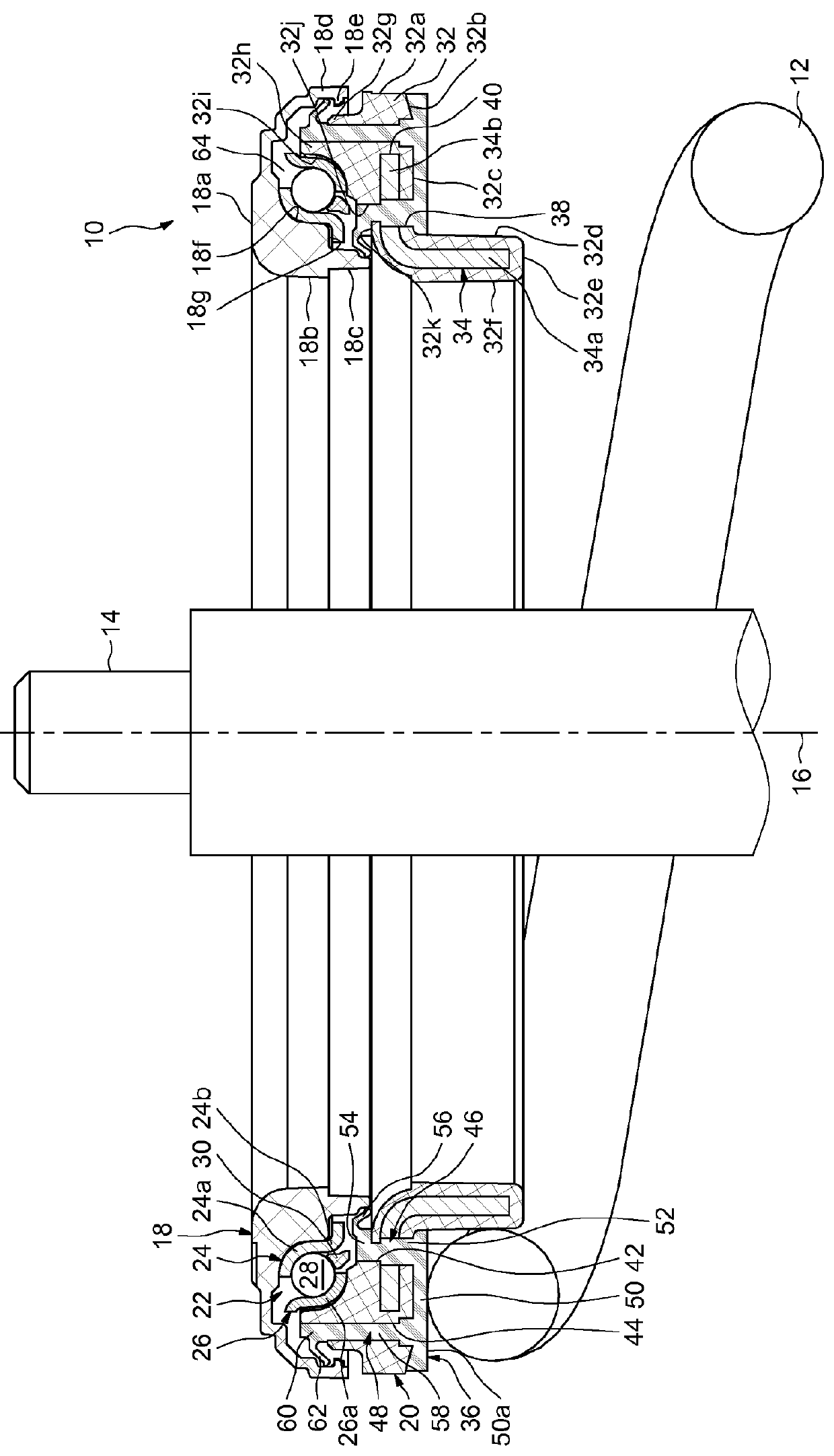 Thrust bearing and suspension for vehicle