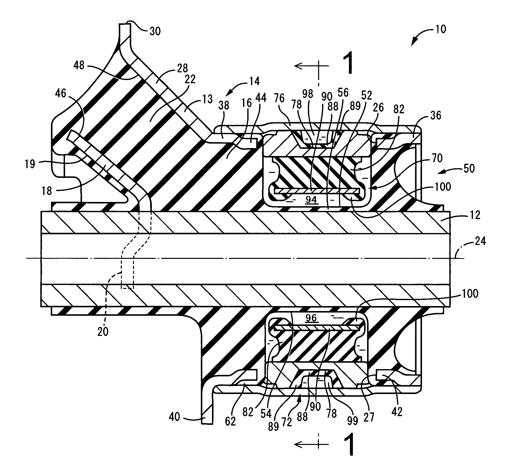 Fluid filled cylindrical vibration damping device