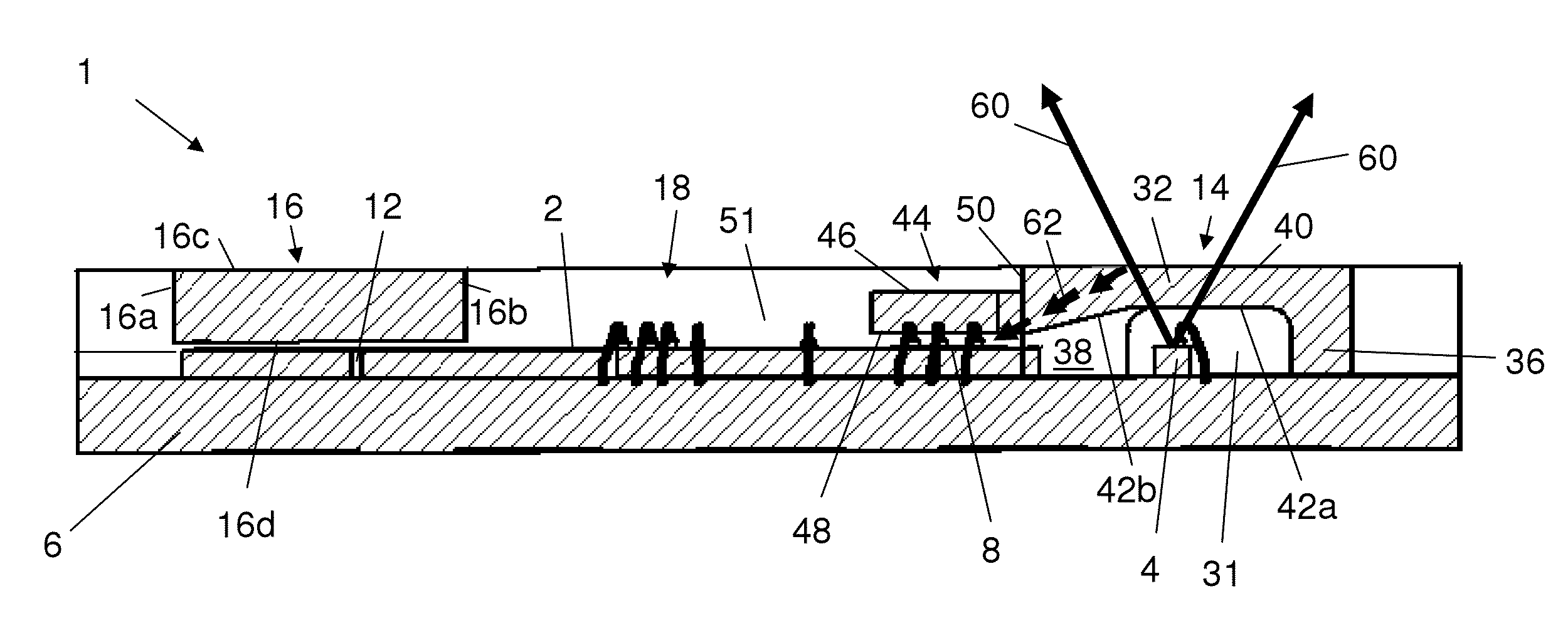 Packaged radiation source and detector