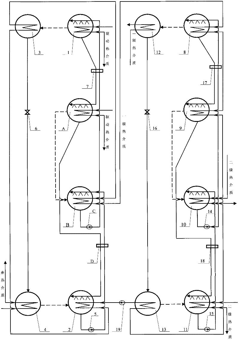 Absorption type grading heat supply system