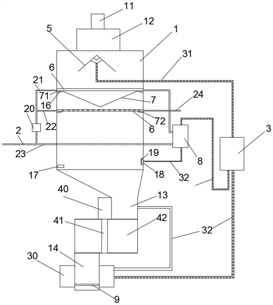 Red lead oxidation furnace discharge cooling device