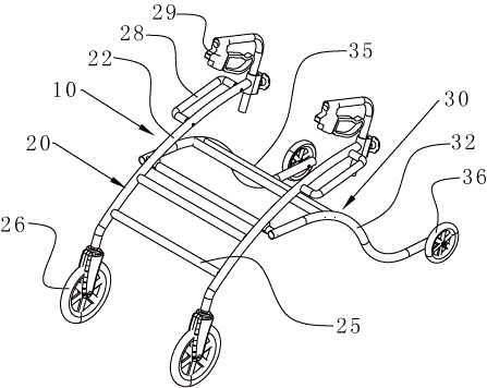 A walking aid for standing and sitting