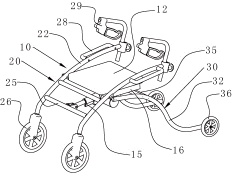 A walking aid for standing and sitting