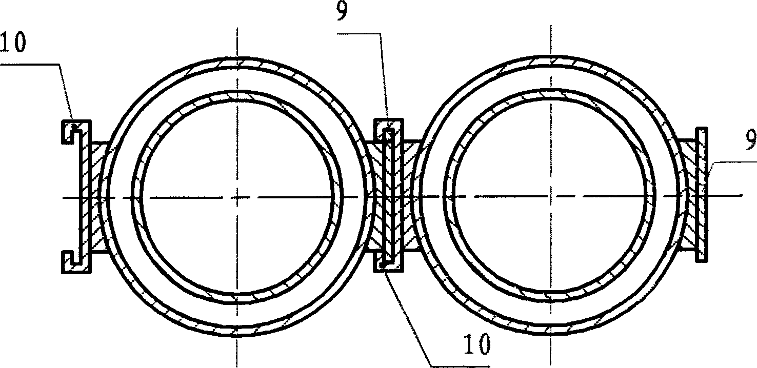 Continuous underground wall constructing method with linked tubular pile and its special linked tubular pile hole former