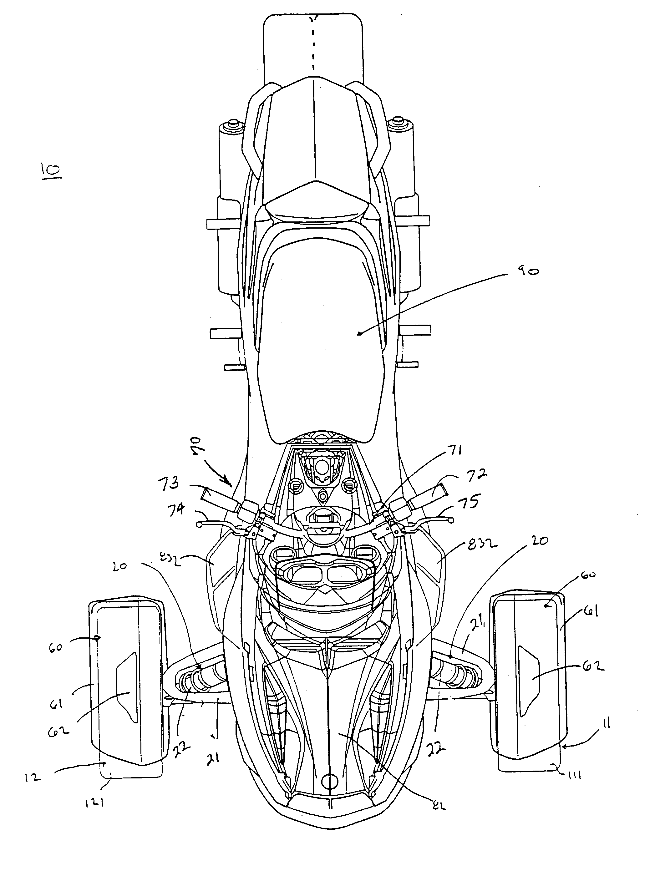 Three-wheeled vehicle with a continuously variable transmission