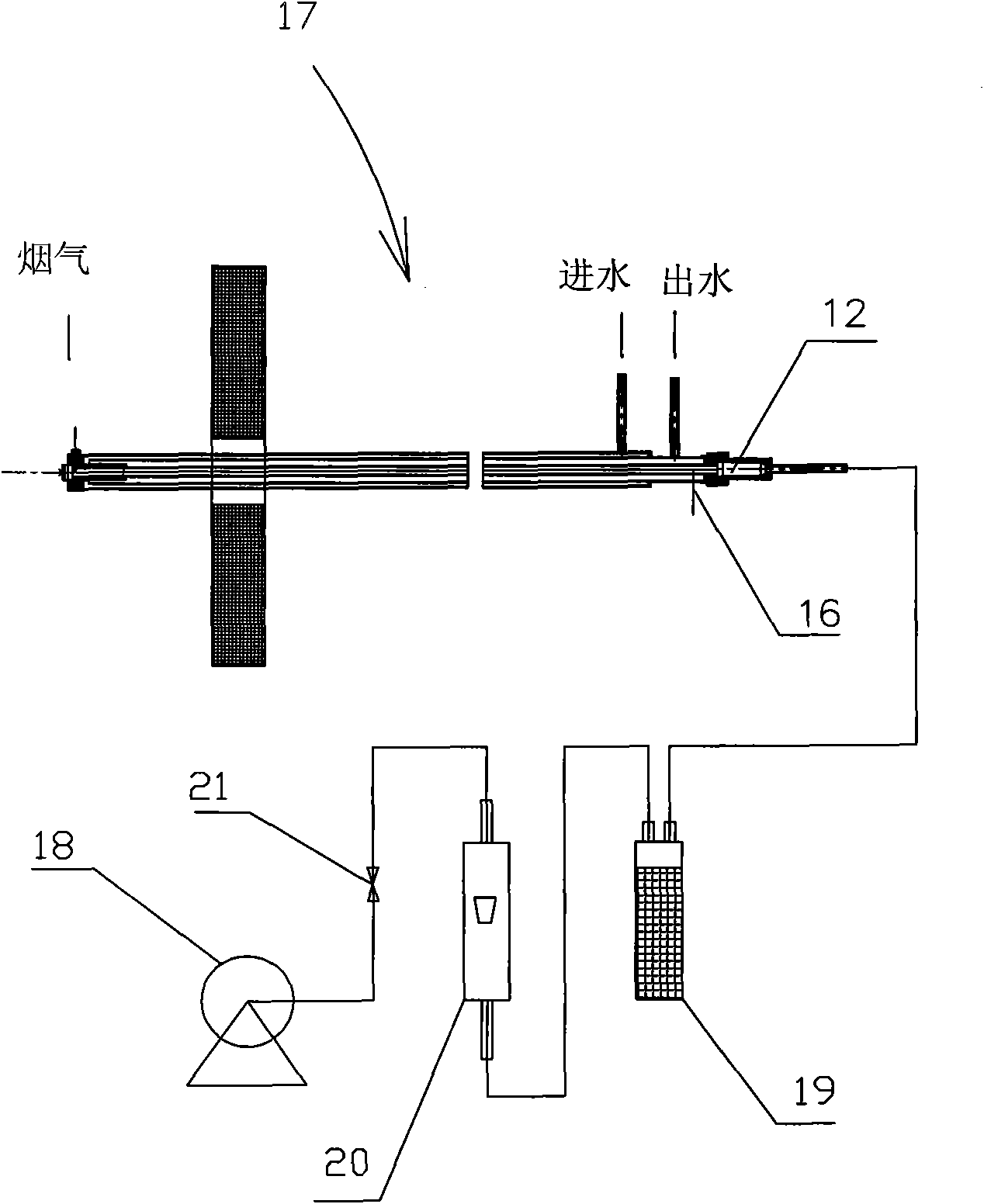 Water-cooling fly ash sampling device of circulating fluid bed boiler