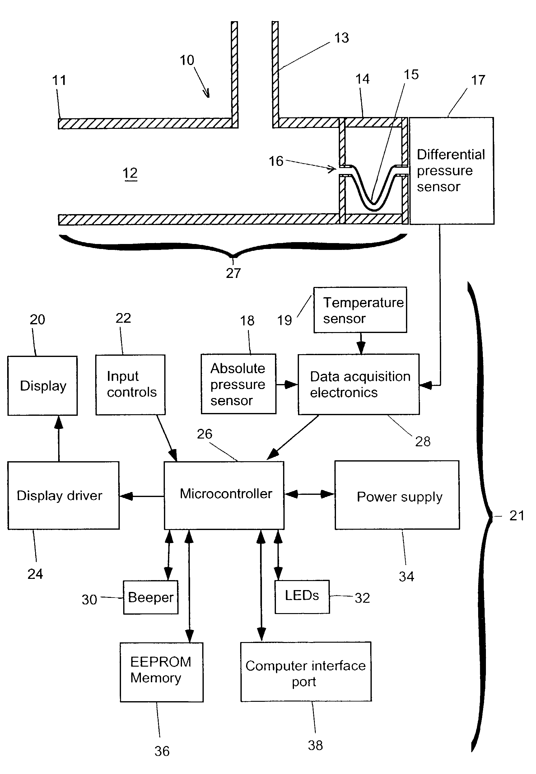 Portable electronic spirometer