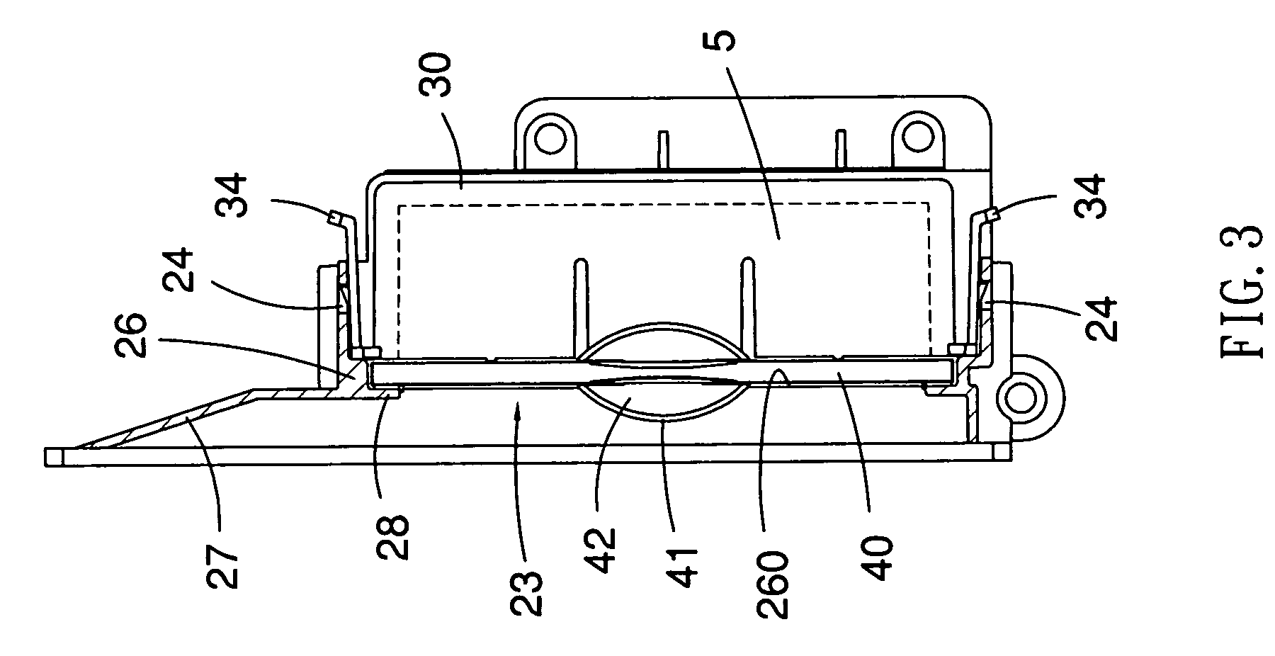 Fan fixture and housing assembly containing the fan fixture