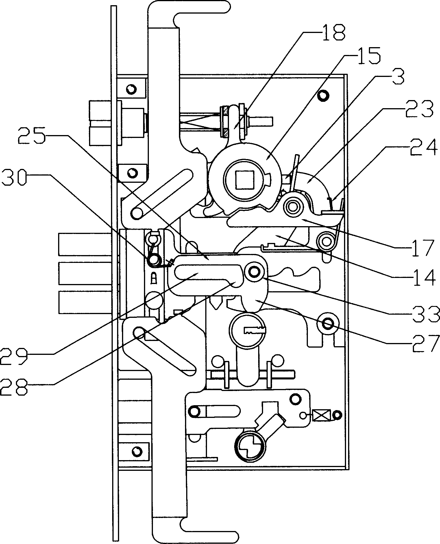 Three-way five-bolt anti-theft door lock