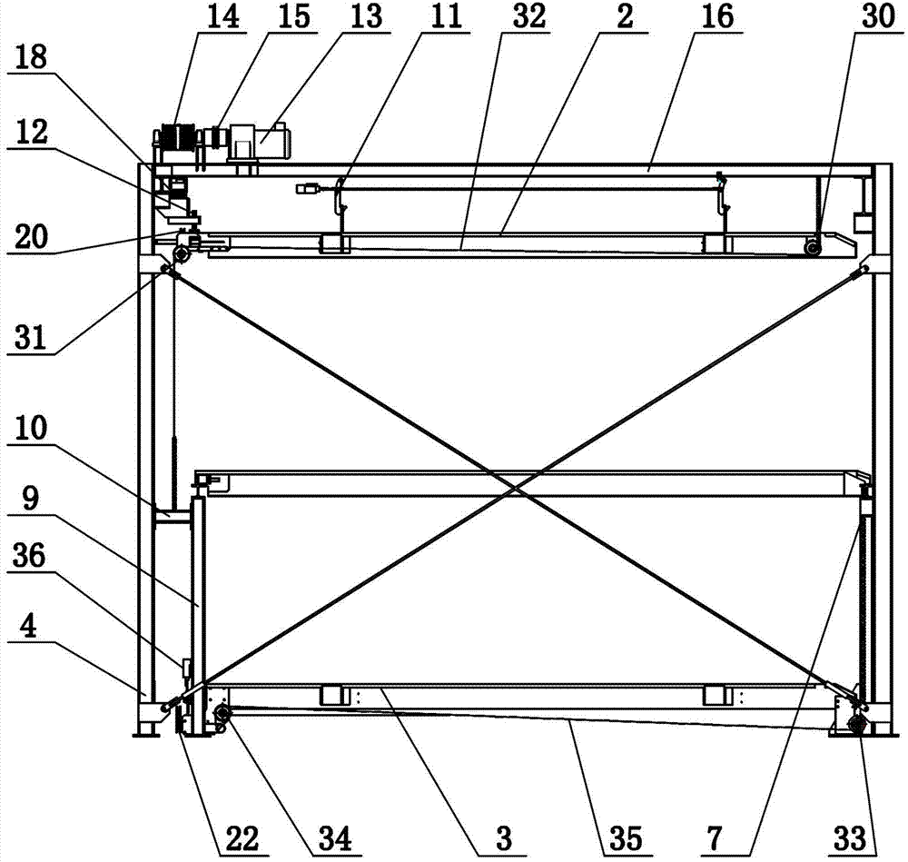 Lifting drive system of parking device and two-forward one-negative lift-sliding parking device