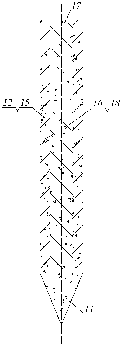 Prestressed super concrete pipe with pile wall-protecting type small composite anti-slide pile structure