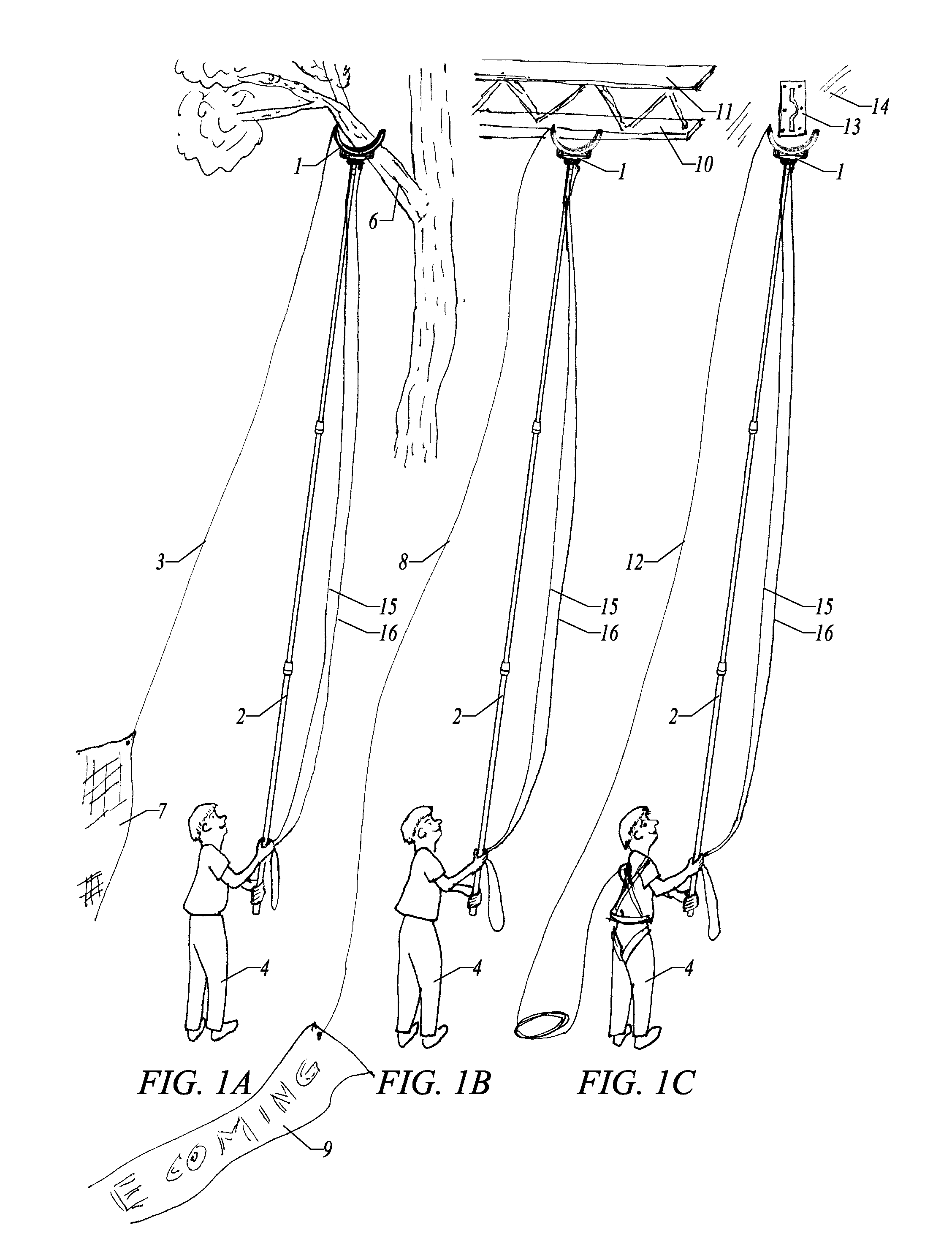 Remotely-operated rope-threading tool