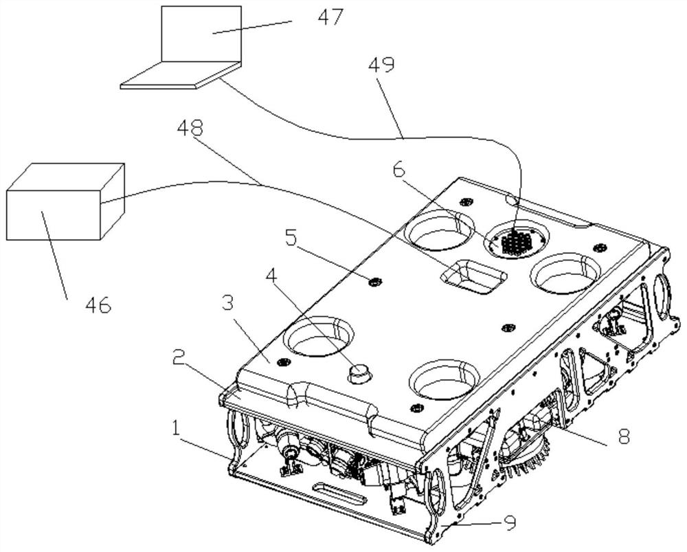 An open-frame fully automatic underwater robot for cleaning attachments on the bottom of a ship