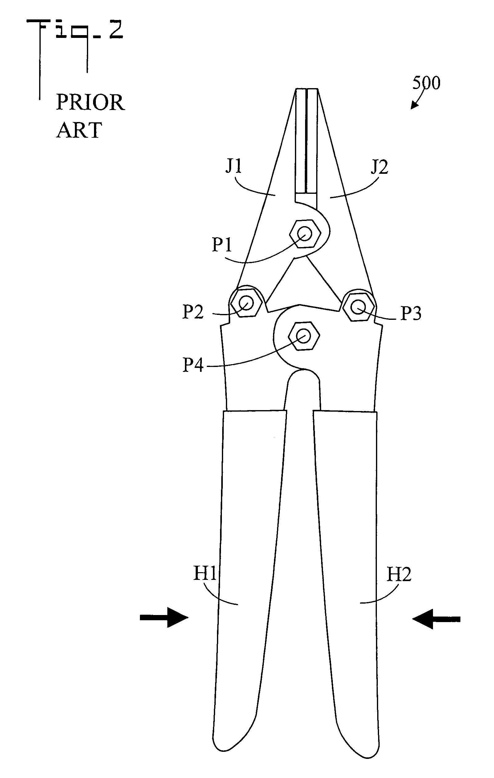 Hand tool providing double compound leverage to the jaws