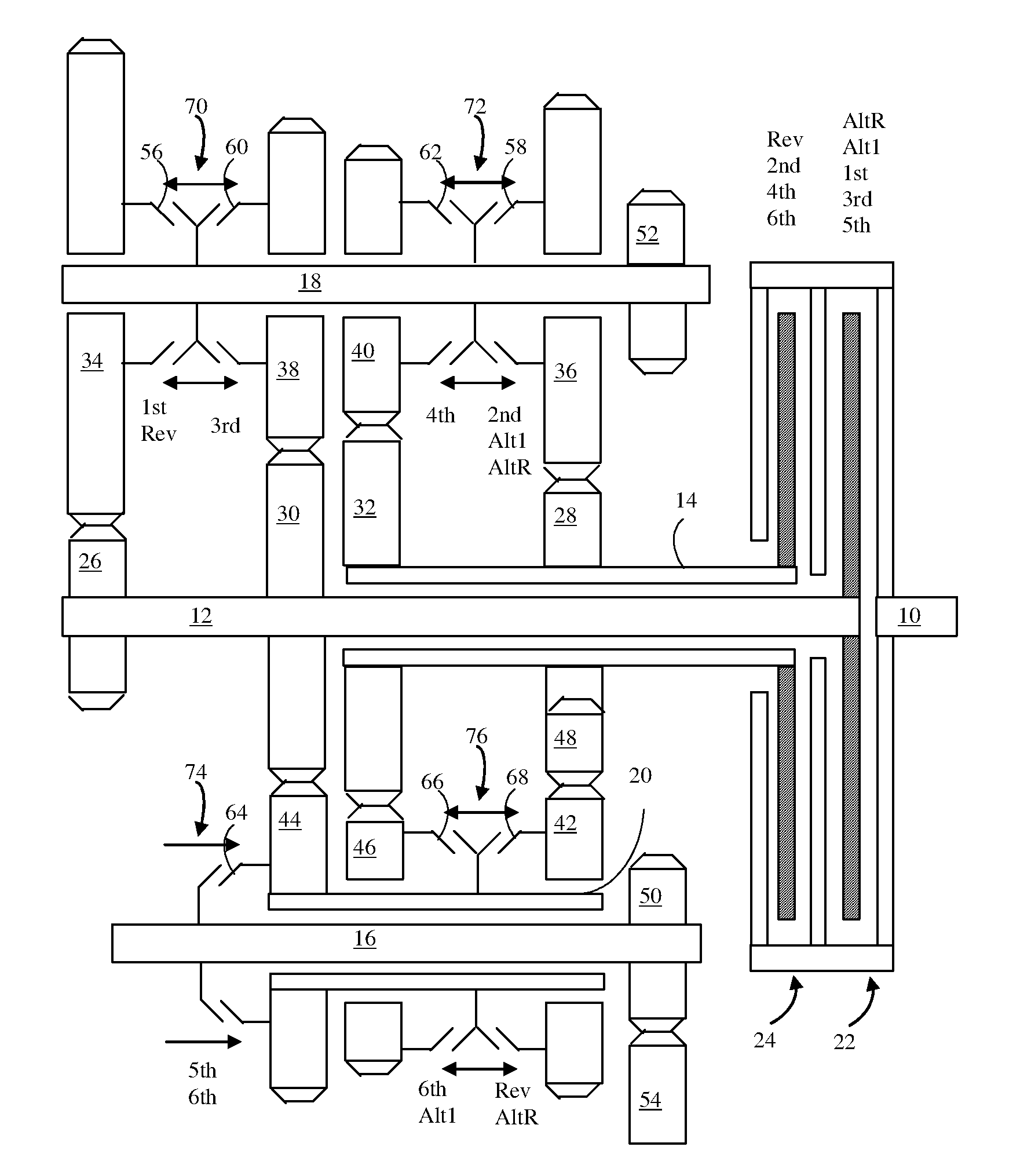 Dual clutch transmission having reduced axial length