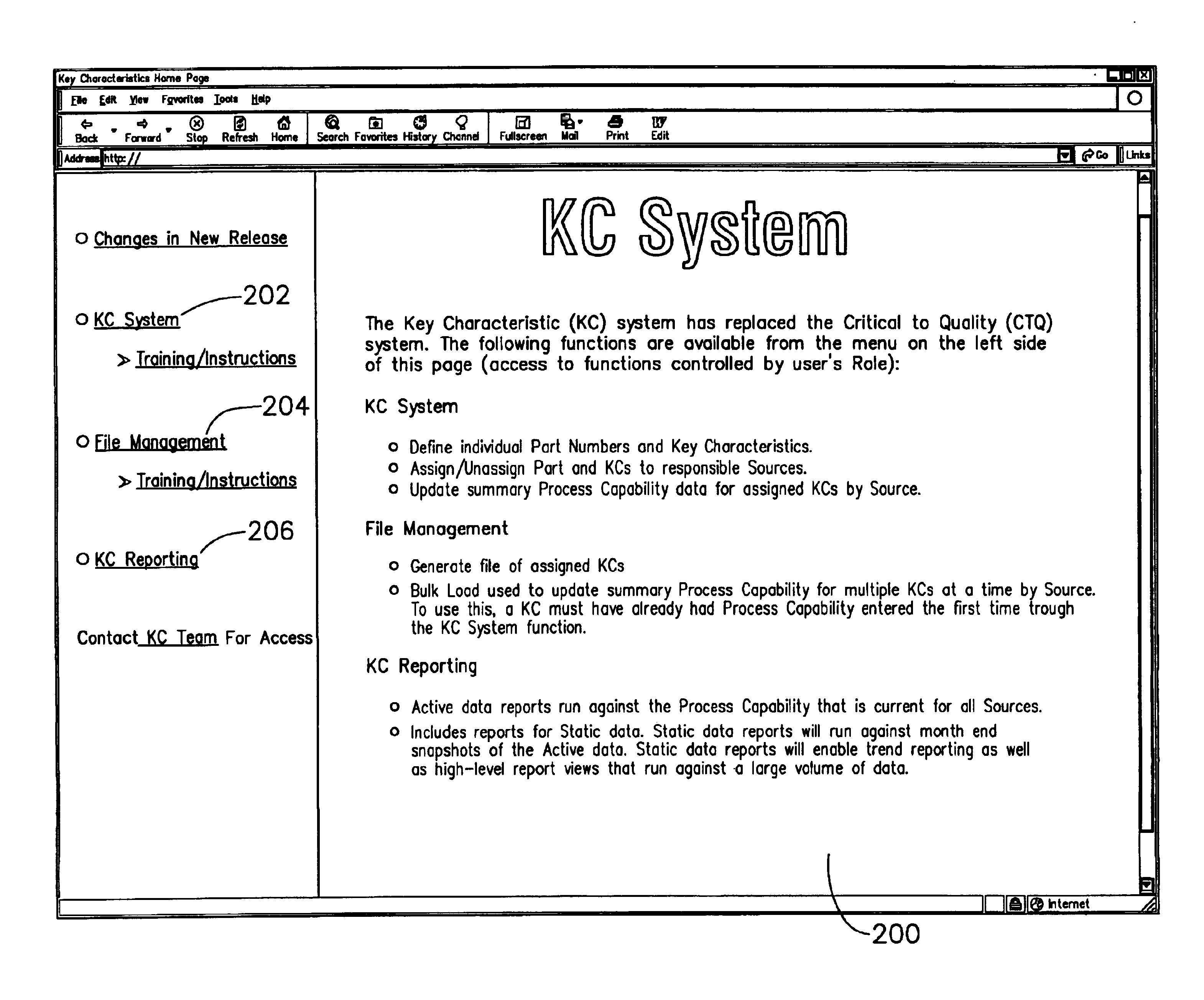 Web based process capability data collection and reporting system