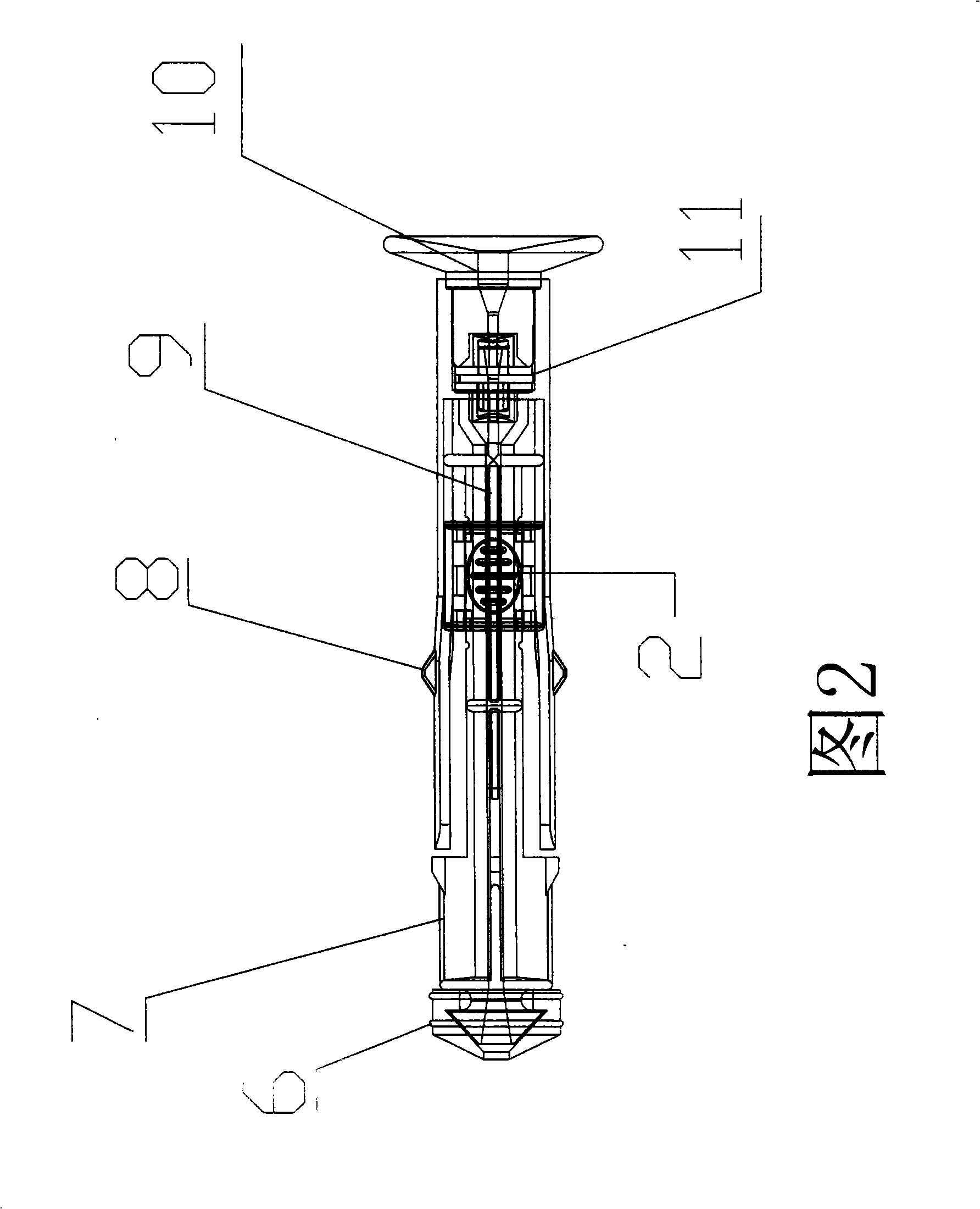 Piston push rod positioning pin of guide thread imbedding device