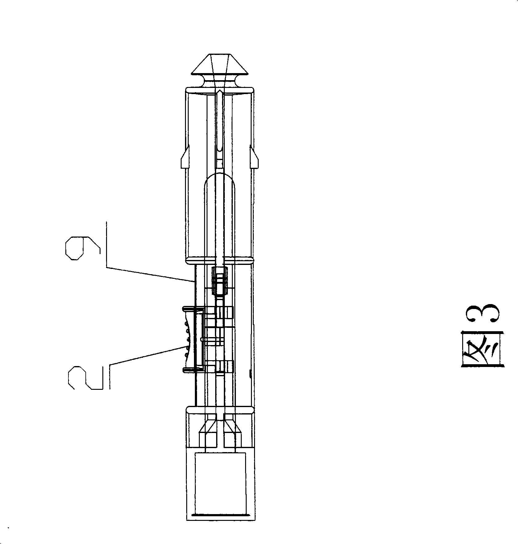 Piston push rod positioning pin of guide thread imbedding device