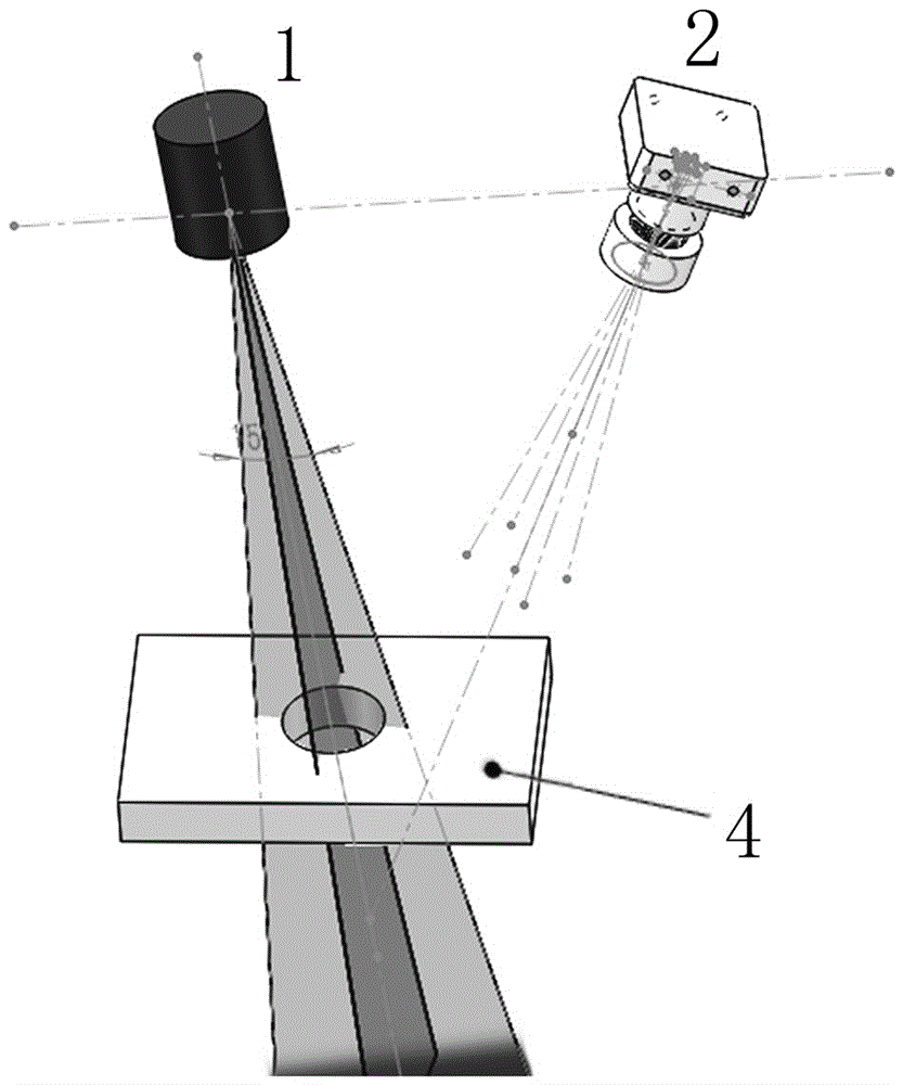 Shaft hole part positioning method based on cross laser device and machine vision