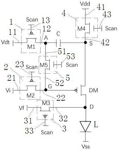 Pixel compensation circuit for drive display of single-crystal silicon transistor CMOS and display device