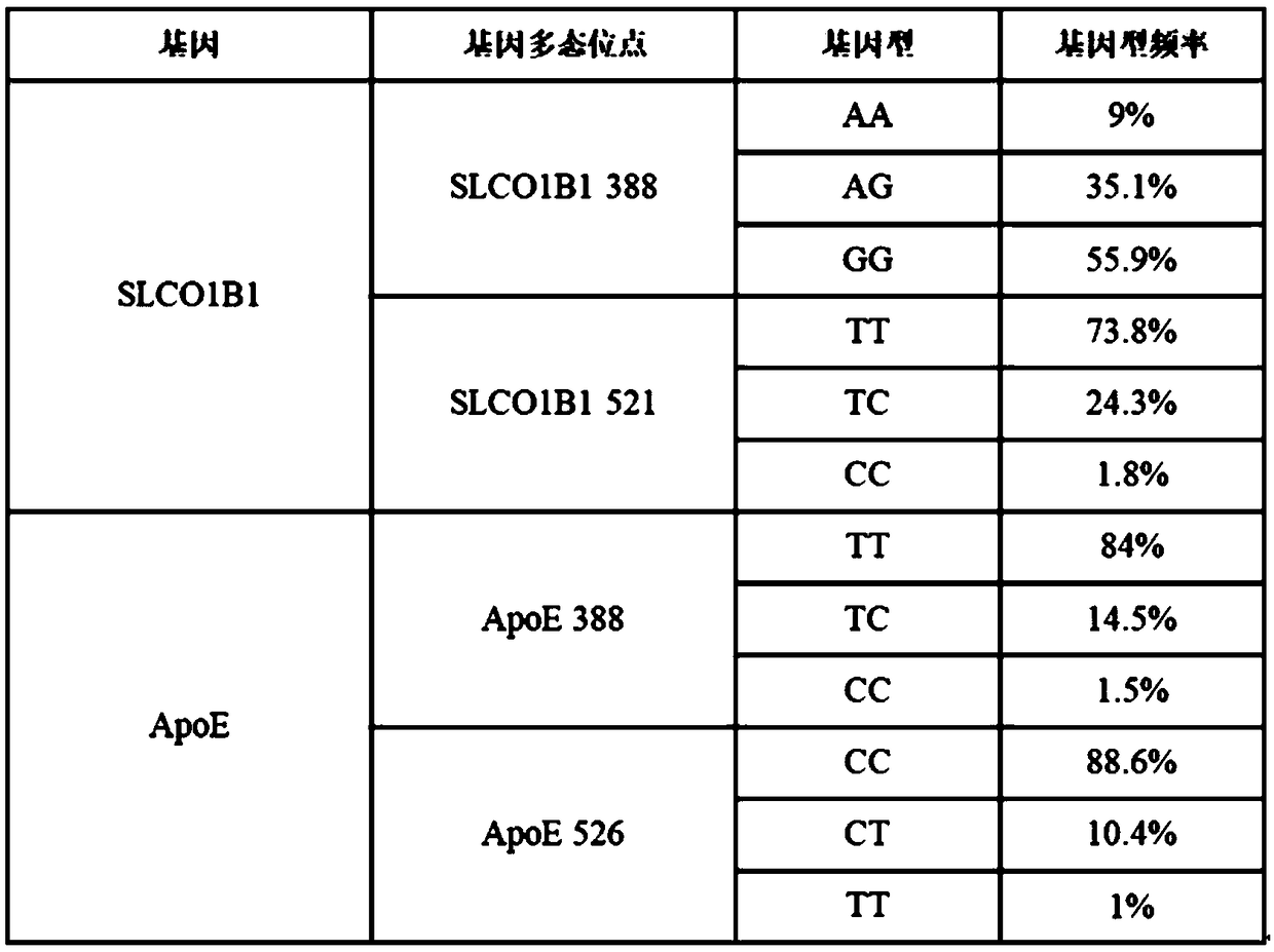 Human SLCO1B1 and ApoE gene polymorphism detection kit, and preparation method and application of same