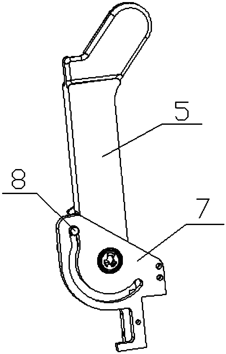 A swing arm device for the driving wheel of a line patrol robot detached from the wire