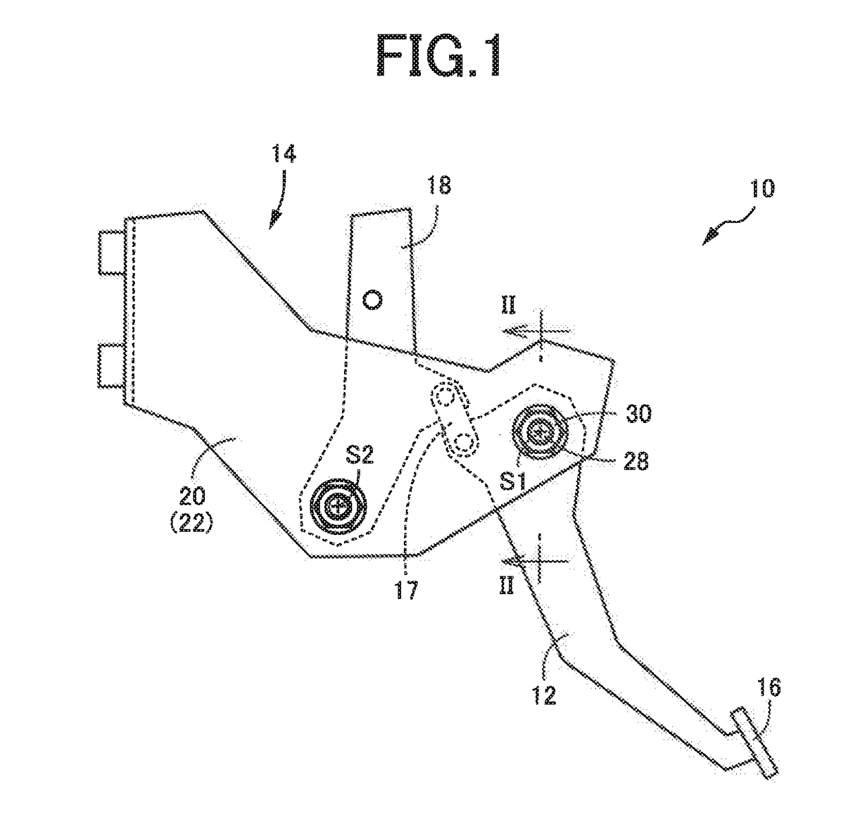 Bearing structure for vehicle pedal device and flanged bushing