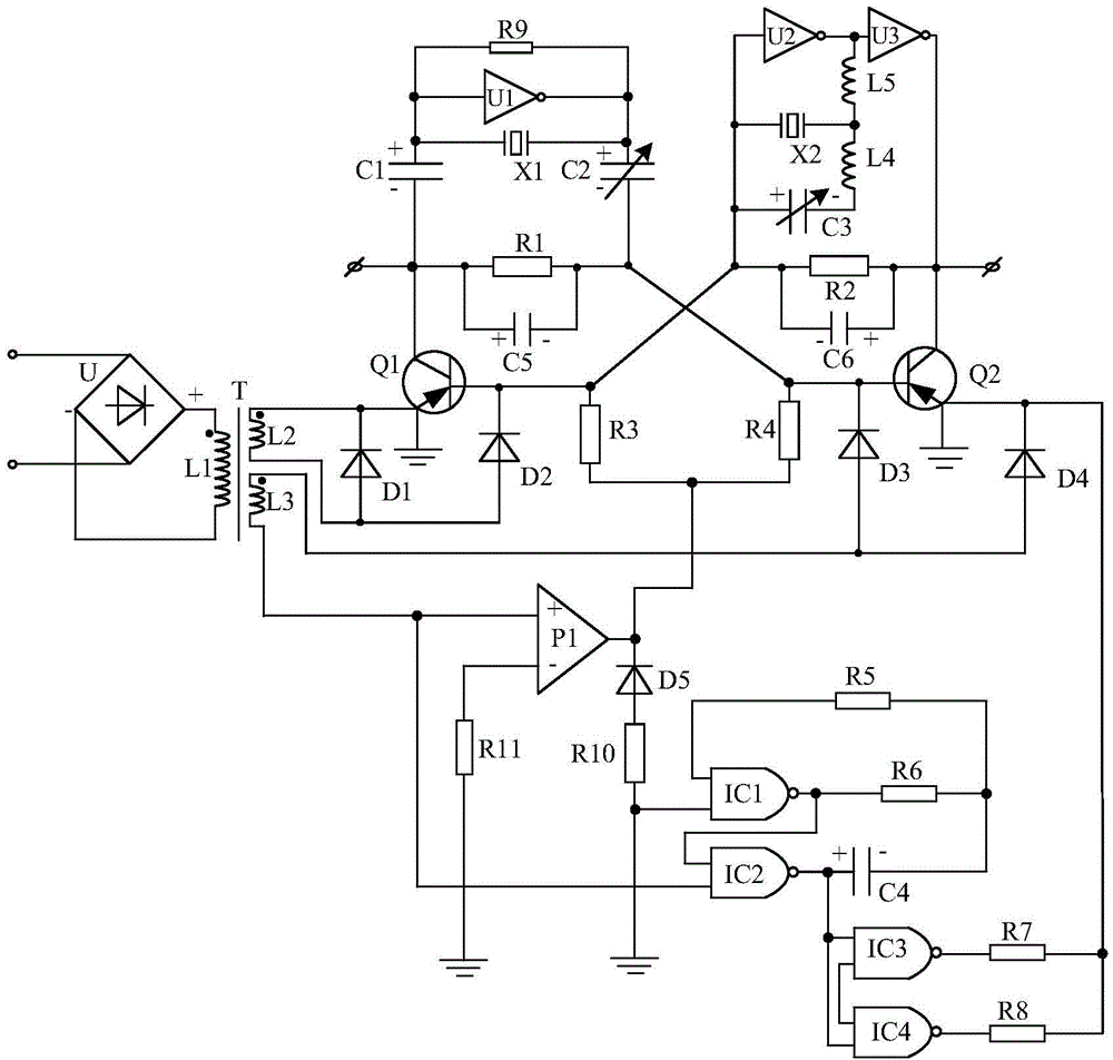 Logic control circuit based hybrid trigger type power source for power system fault detection device