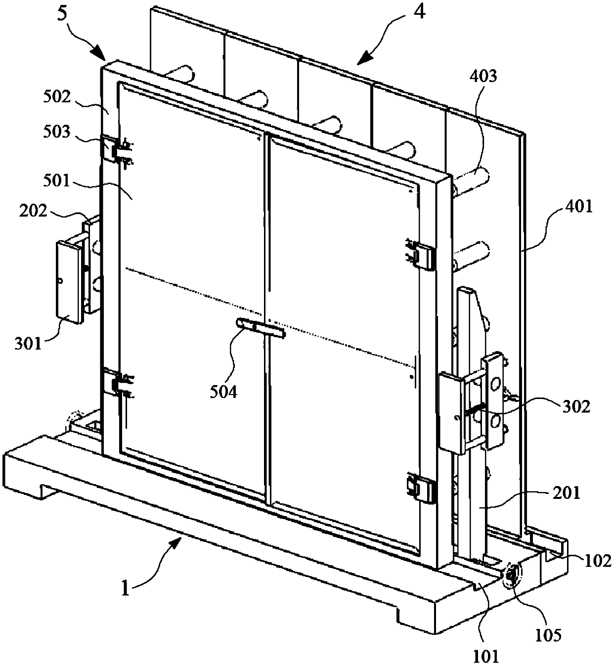 Clamping mechanism of tunnel protective door and wind pressure test device comprising clamping mechanism